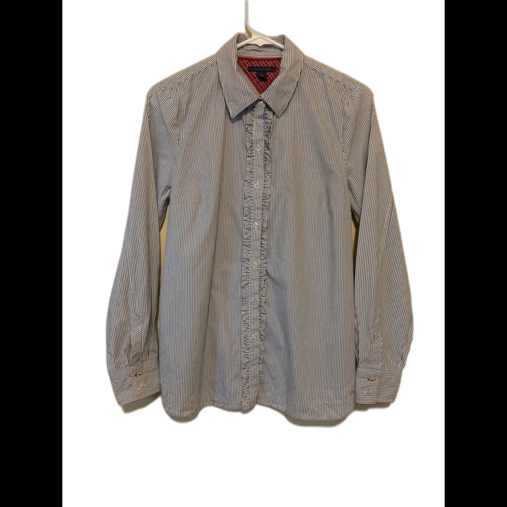 Tommy Hilfiger Blue & White Striped Button-Down Shirt Size M